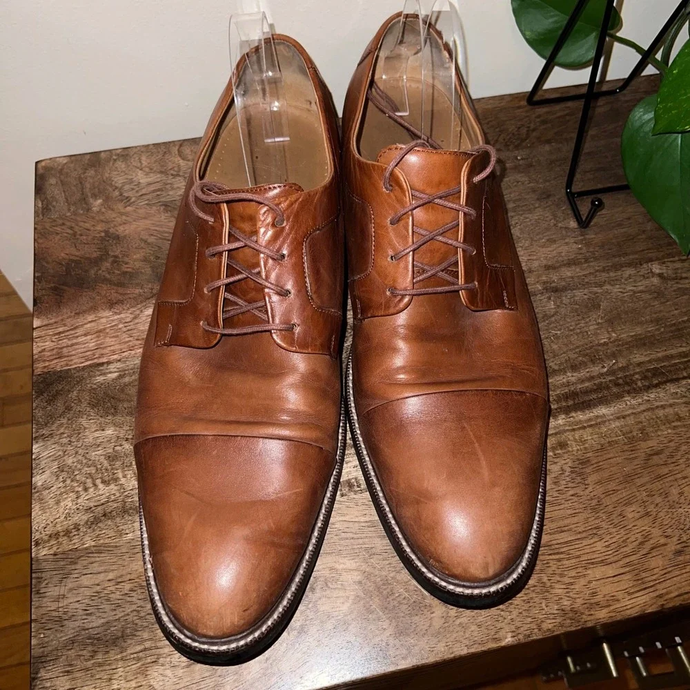 Cole Haan Warren Grand OS Mens 11.5 Brown Cap‎ Toe Leather Lace Up Dress Shoe
